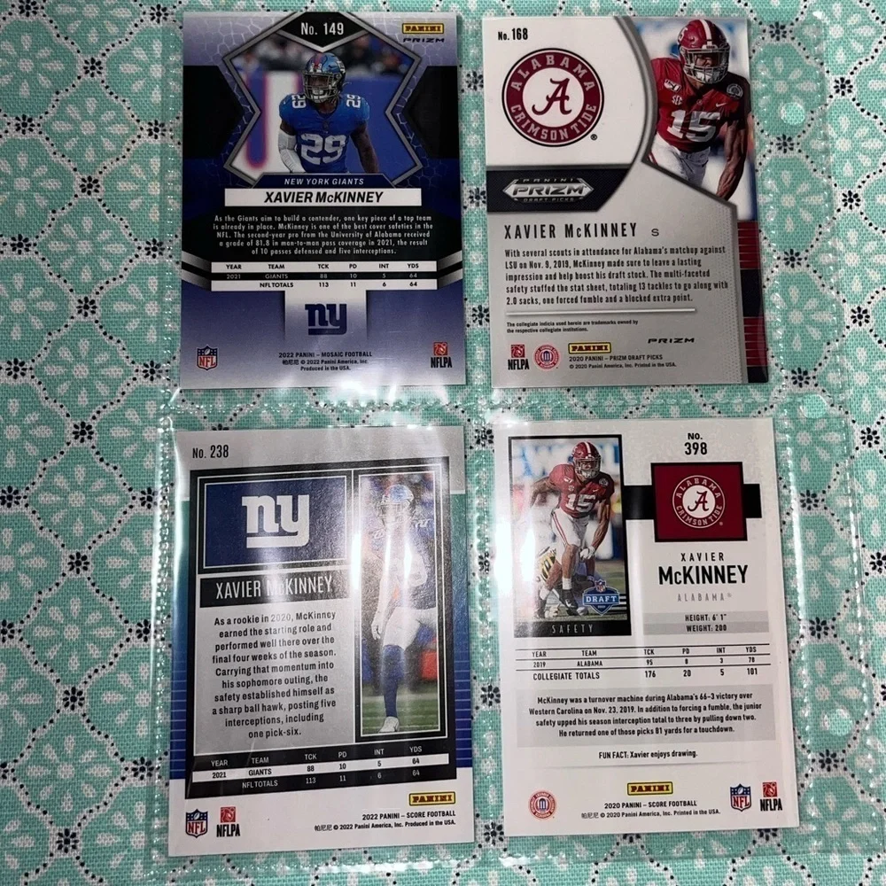 🏈 Xavier McKinney, NFL Football Trading Sports Cards, Lot of 4